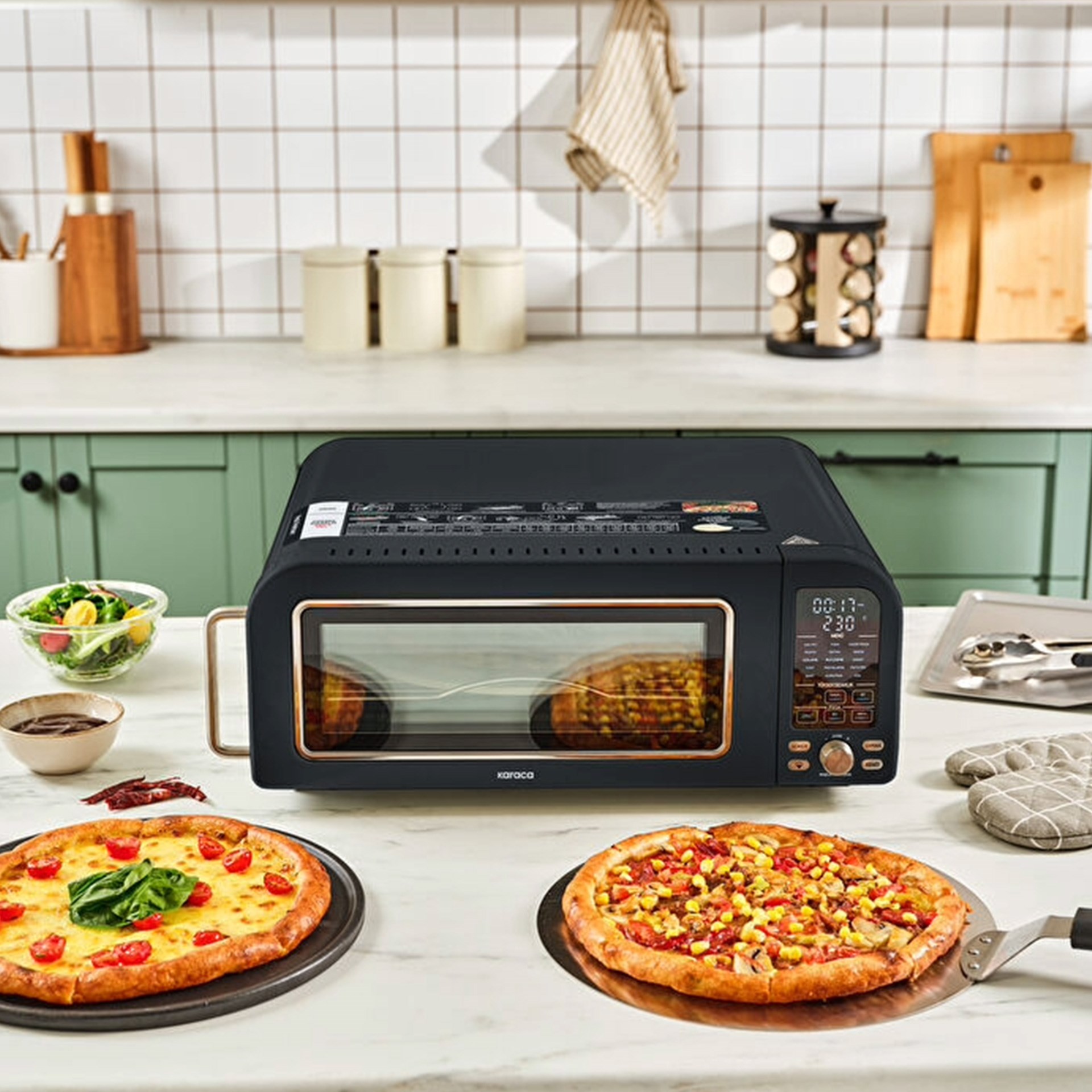 Karaca Multicrust Artisan Retro Pizz Makinesi Ve Airfryer Mat Siyah (Teşhir Ürünü)