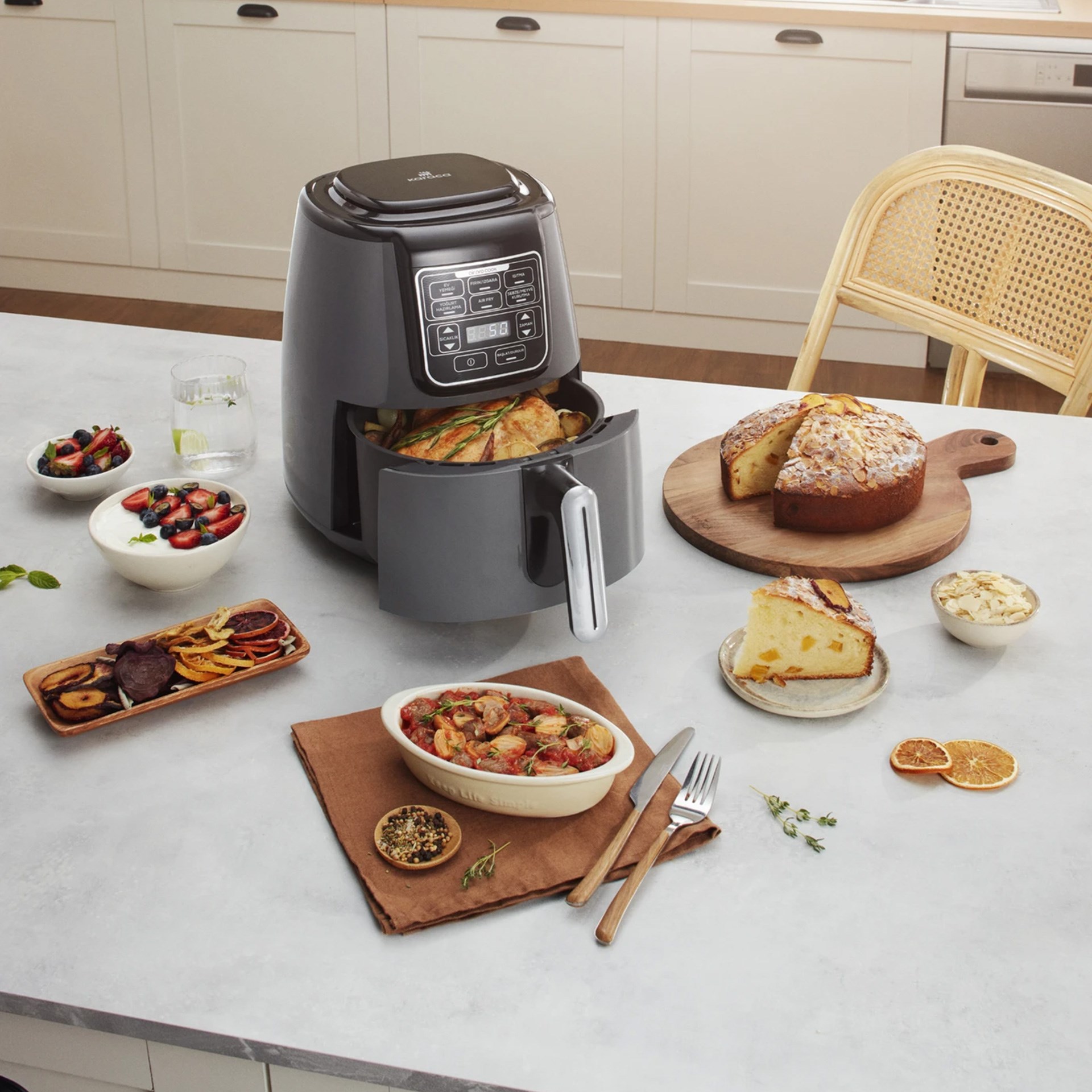 Karaca Air Pro Cook XL 2 in 1 Konuşan Airfryer Rosegold