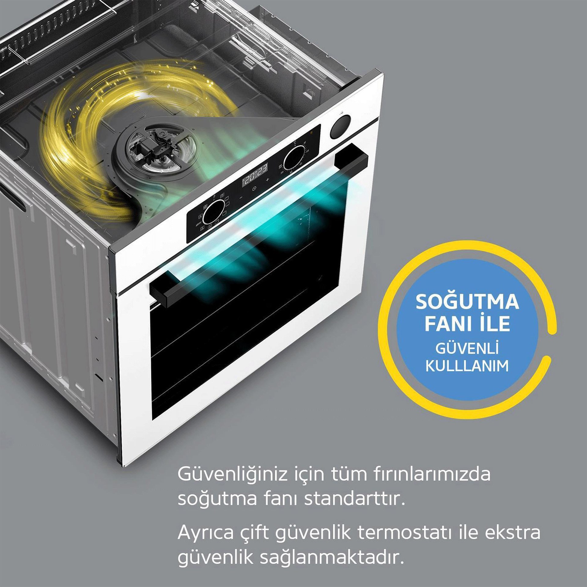 Simfer 8245 11 Fonksiyon Beyaz Cam Dijital Ankastre Fırın