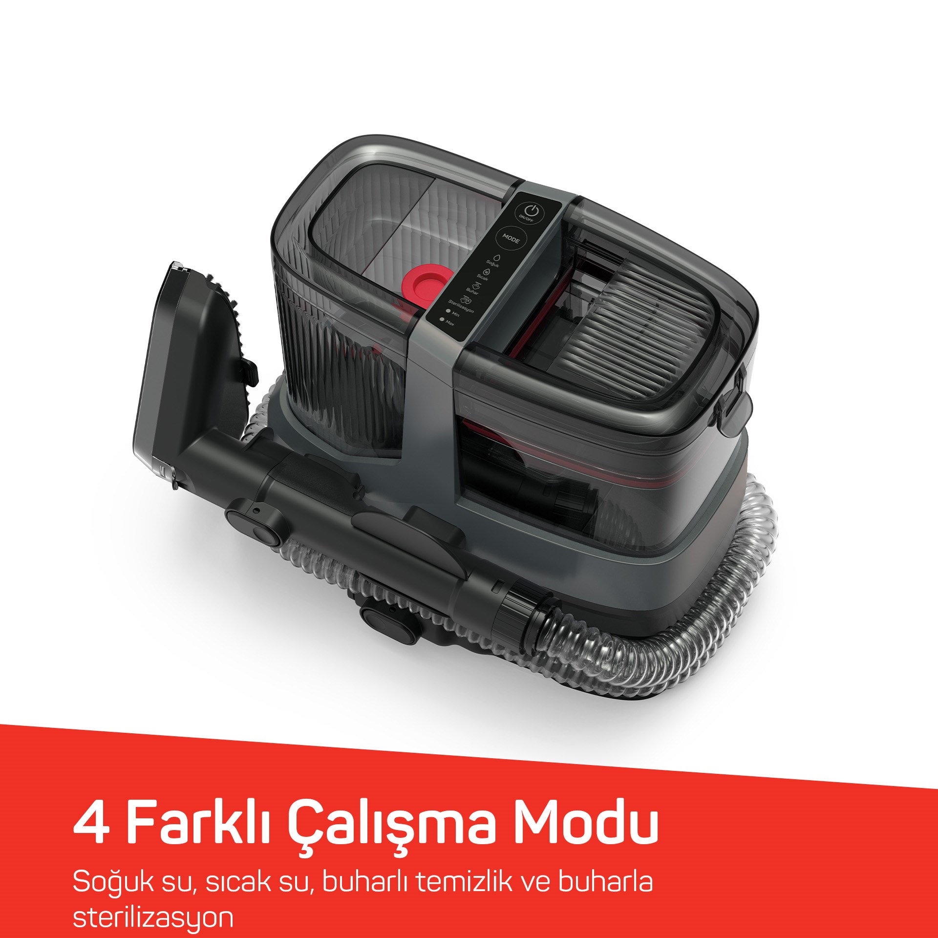 Arzum Hydrosteam Buharlı Temizleyici ve Leke Çıkarıcı Gri
