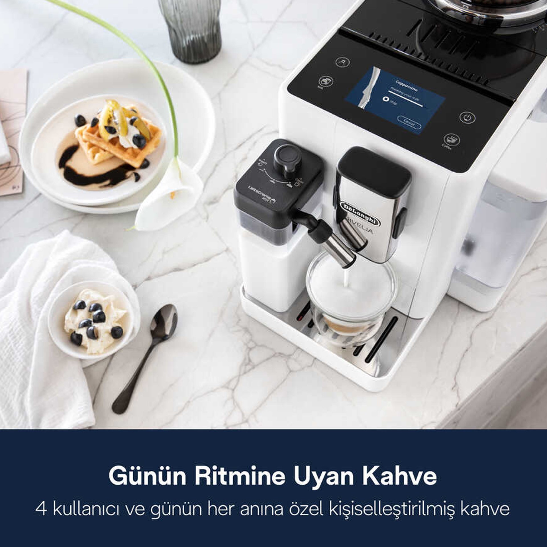 Delonghi EXAM440.55.W Rivelia Tam Otomatik Espresso Makinesi (Anlaşmalı Kredi Kartlarına Peşin Fiyatına 6 Ay Taksit)
