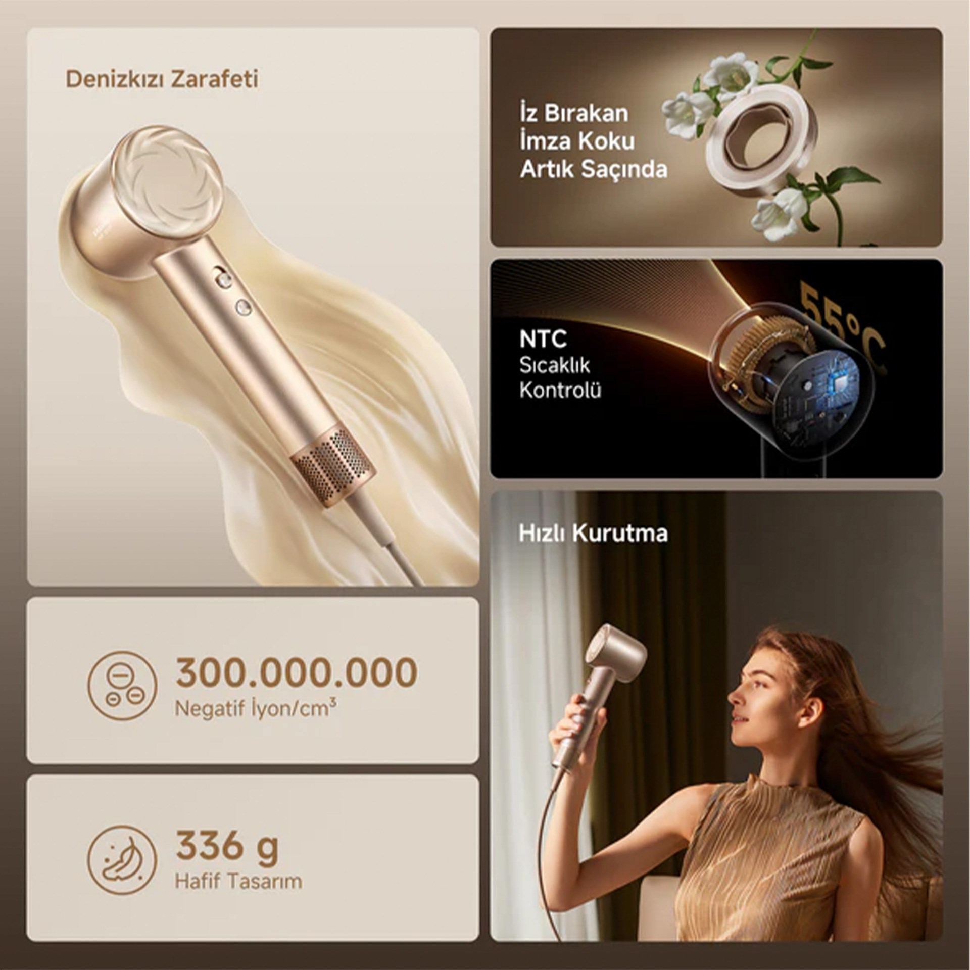 Dreame Glory Mix Gold Saç Kurutma Makinesi Golden