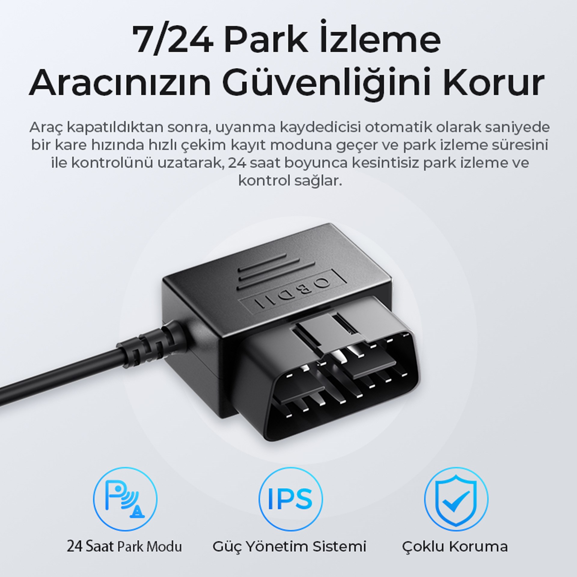 Azdome Obd Hardwire Kit Type-C Giriş Park Modu Destekli Güç Adaptörü