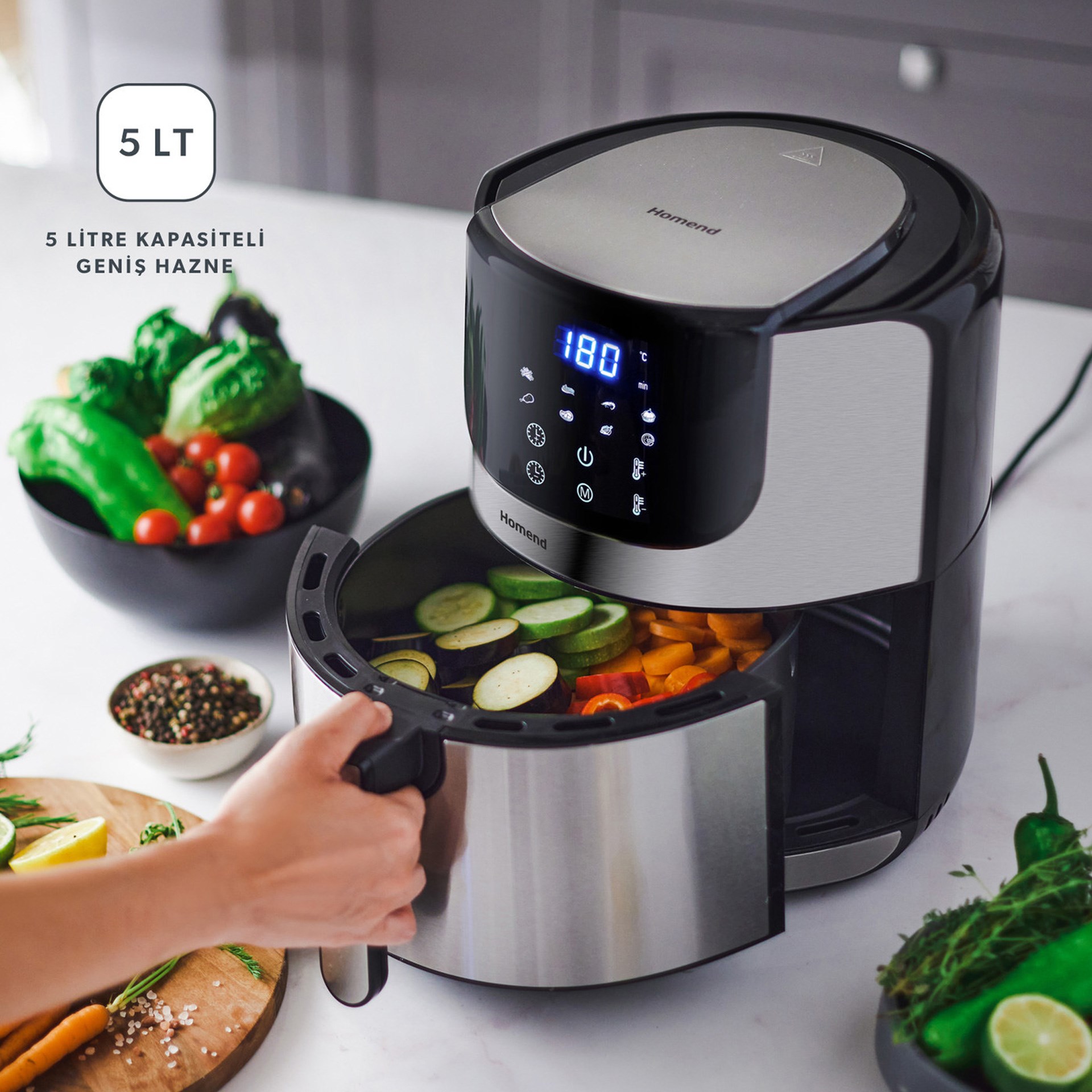 Homend Airfryday 2502H 8 Farklı Program Inox Airfryer