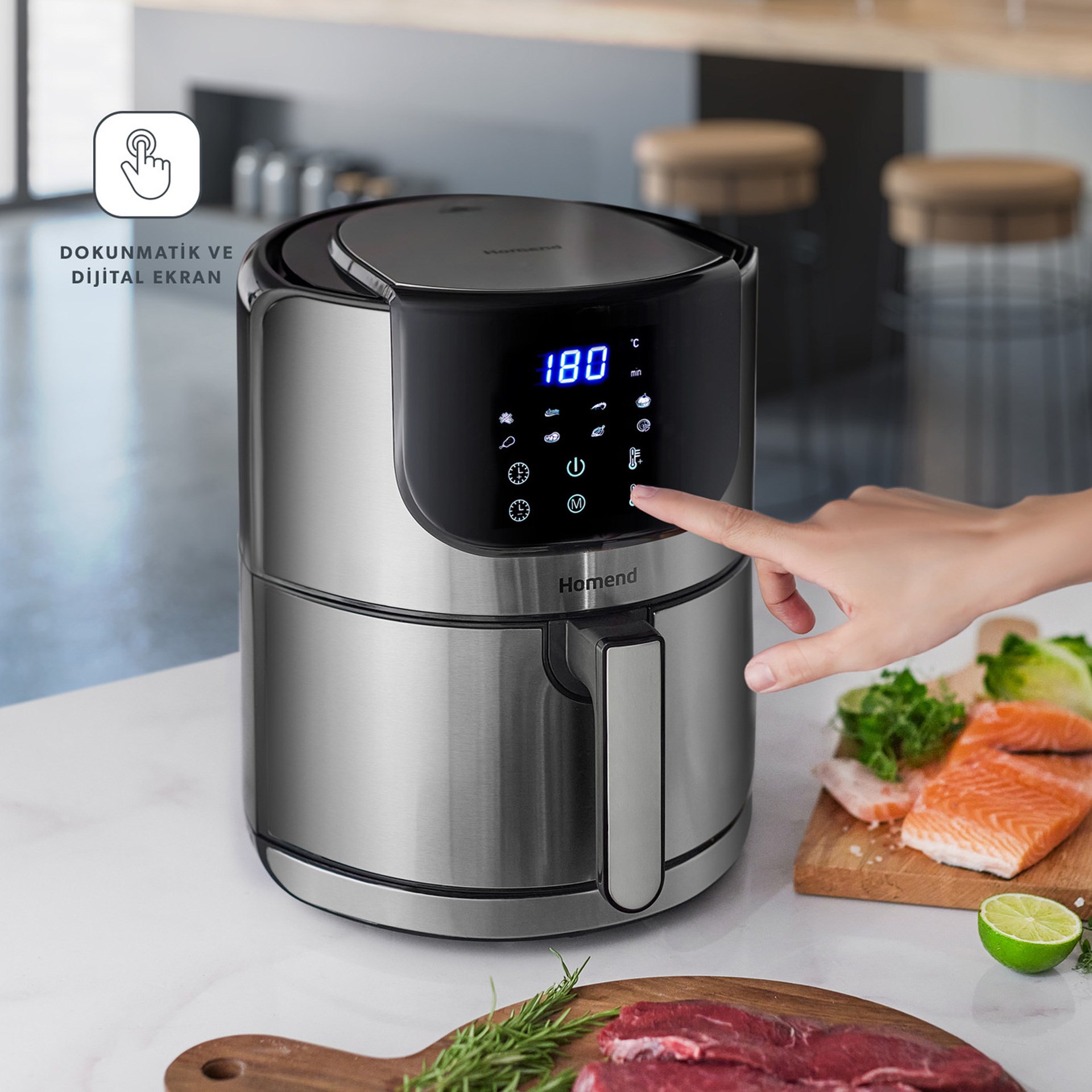 Homend Airfryday 2502H 8 Farklı Program Inox Airfryer
