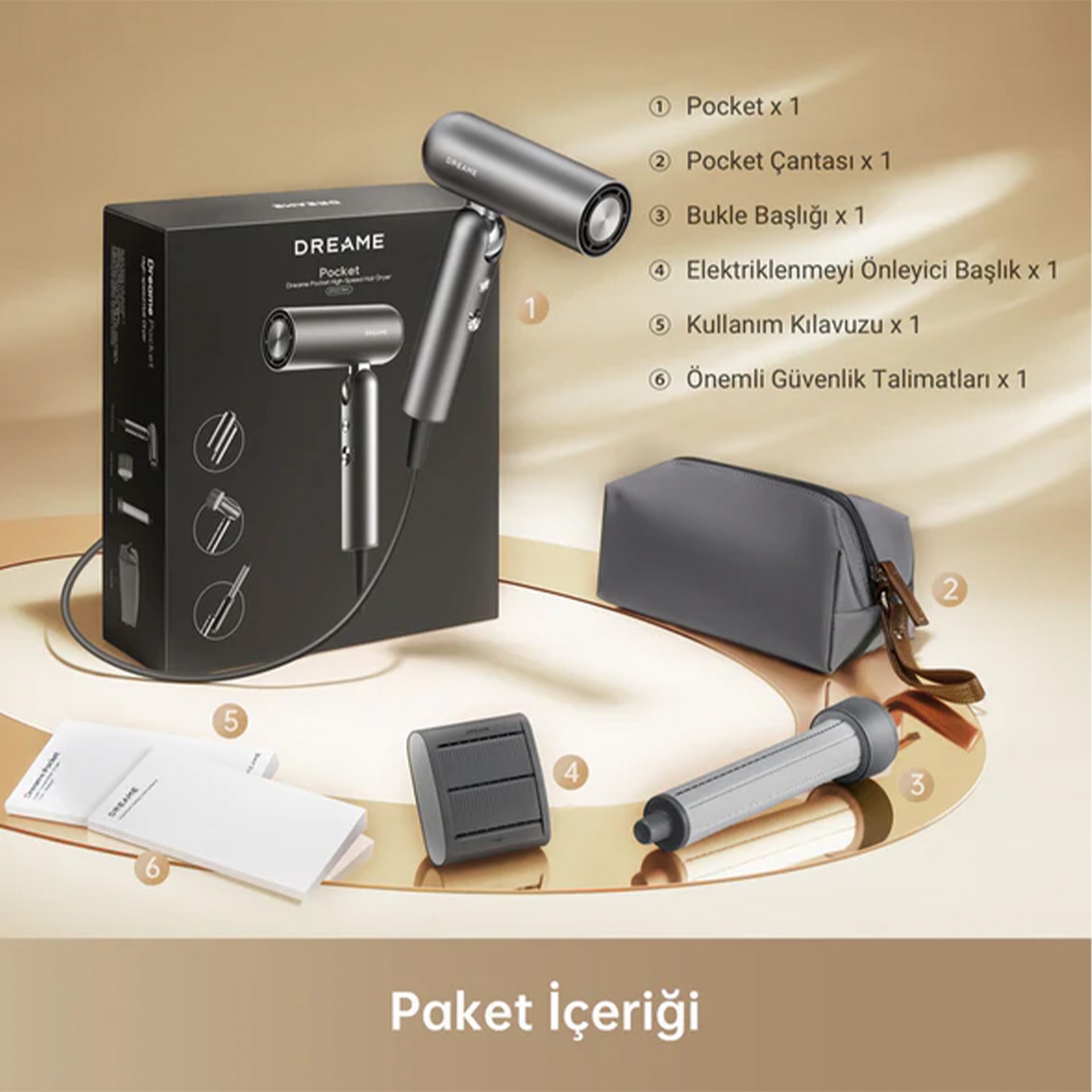 Dreame Hair Pocket Saç Kurutma Makinesi Gray