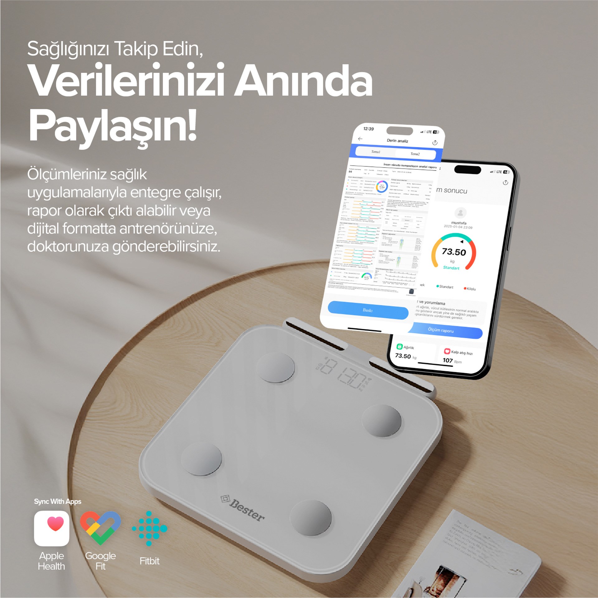 Bester BS7230 8 Elektrotlu ITO Kaplamalı Akıllı Tartı