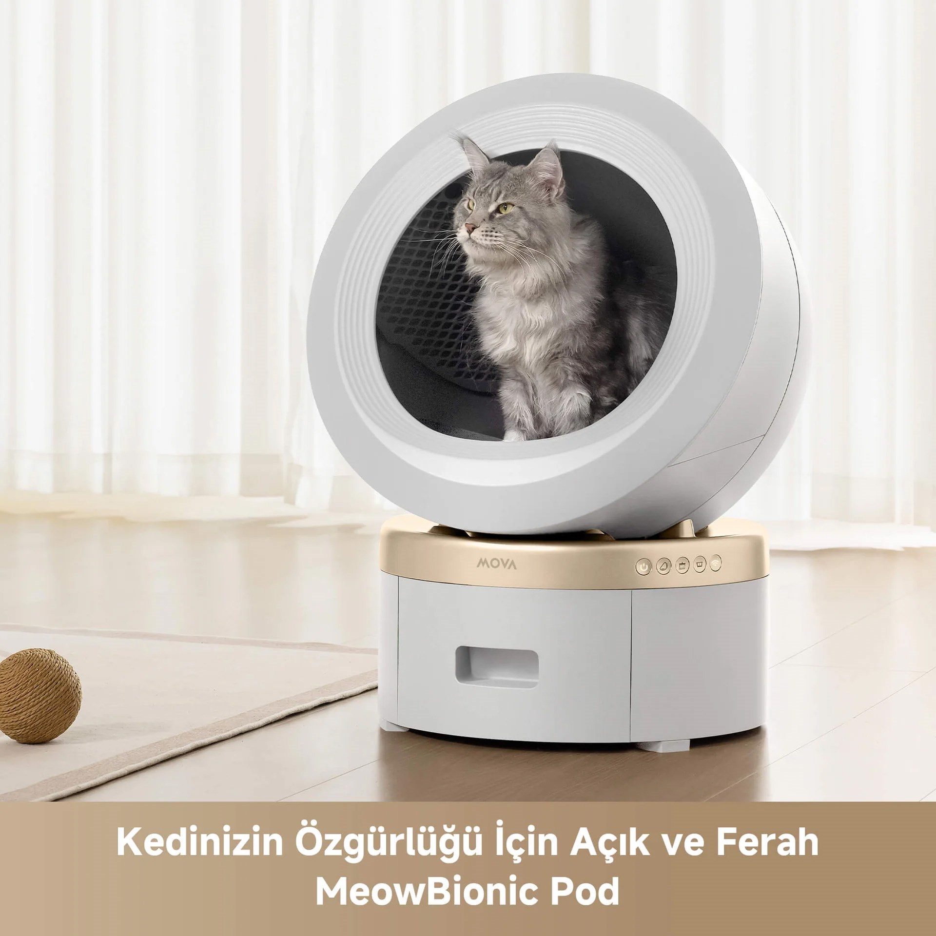 Mova LR10 Prime Akıllı Kedi Tuvaleti Beyaz