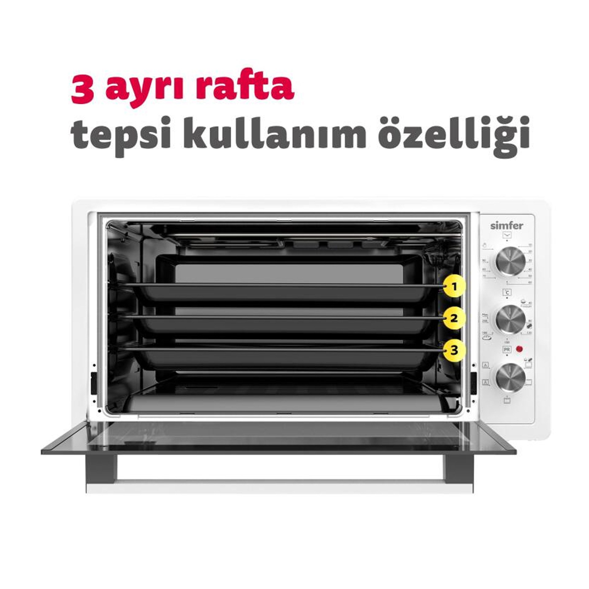 Simfer 4502 Turbo 45 Lt Mini Fırın Beyaz