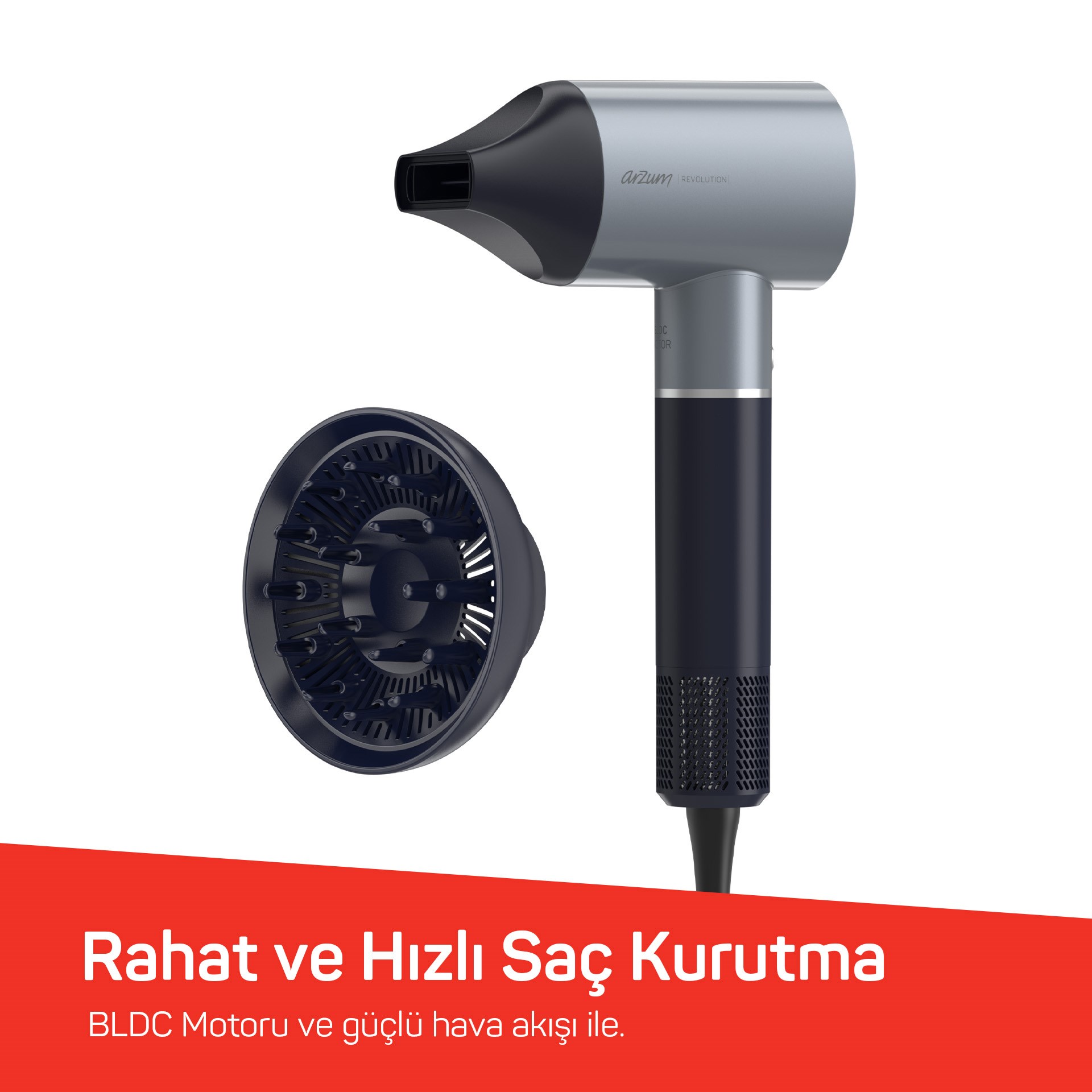 Arzum Revolution Profesyonel Saç Kurutma Makinesi Platin Gri