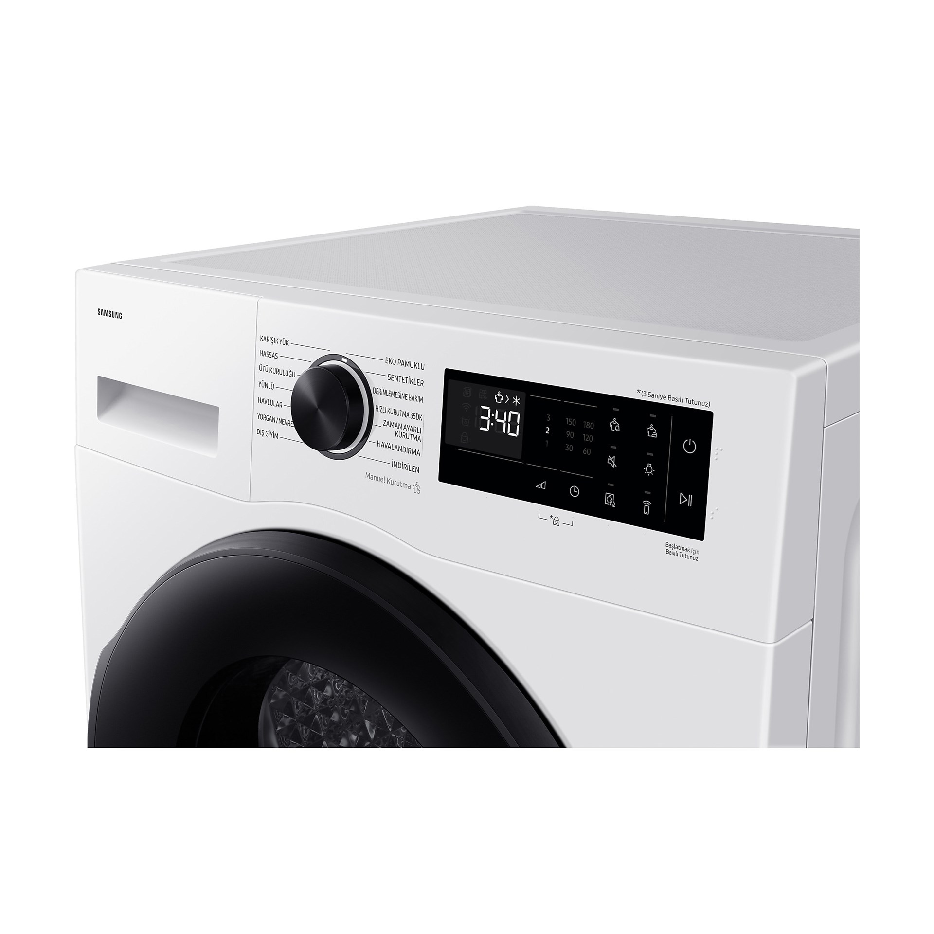 Samsung DV90DG52A0AEAH C Sınıfı 9 Kg Wifi Çamaşır Kurutma Makinesi Beyaz