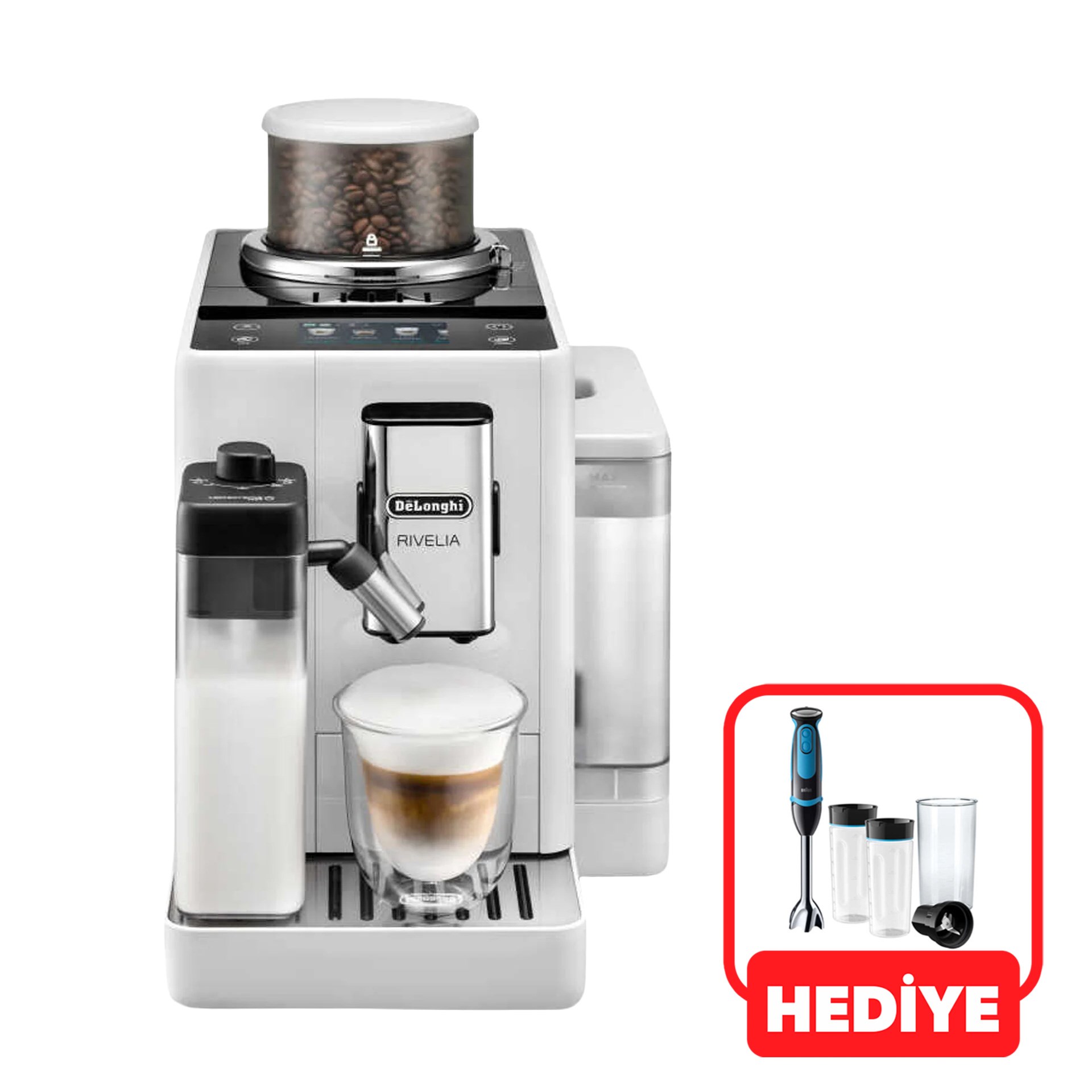 Delonghi EXAM440.55.W Rivelia Tam Otomatik Espresso Makinesi (Anlaşmalı Kredi Kartlarına Peşin Fiyatına 6 Ay Taksit)