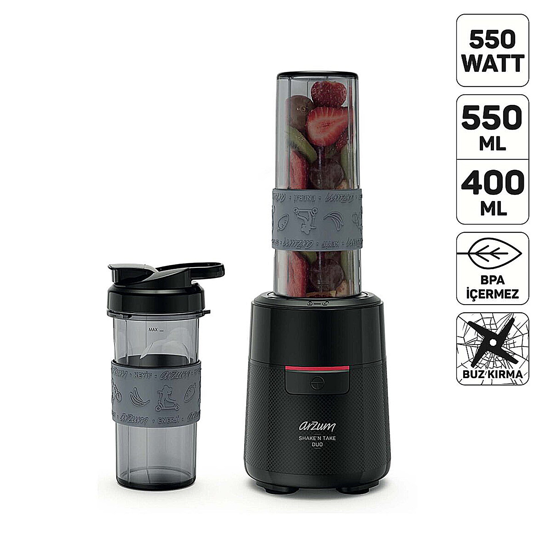Arzum AR1192-SIYAH ShakeN Take Duo Kişisel Blender Siyah