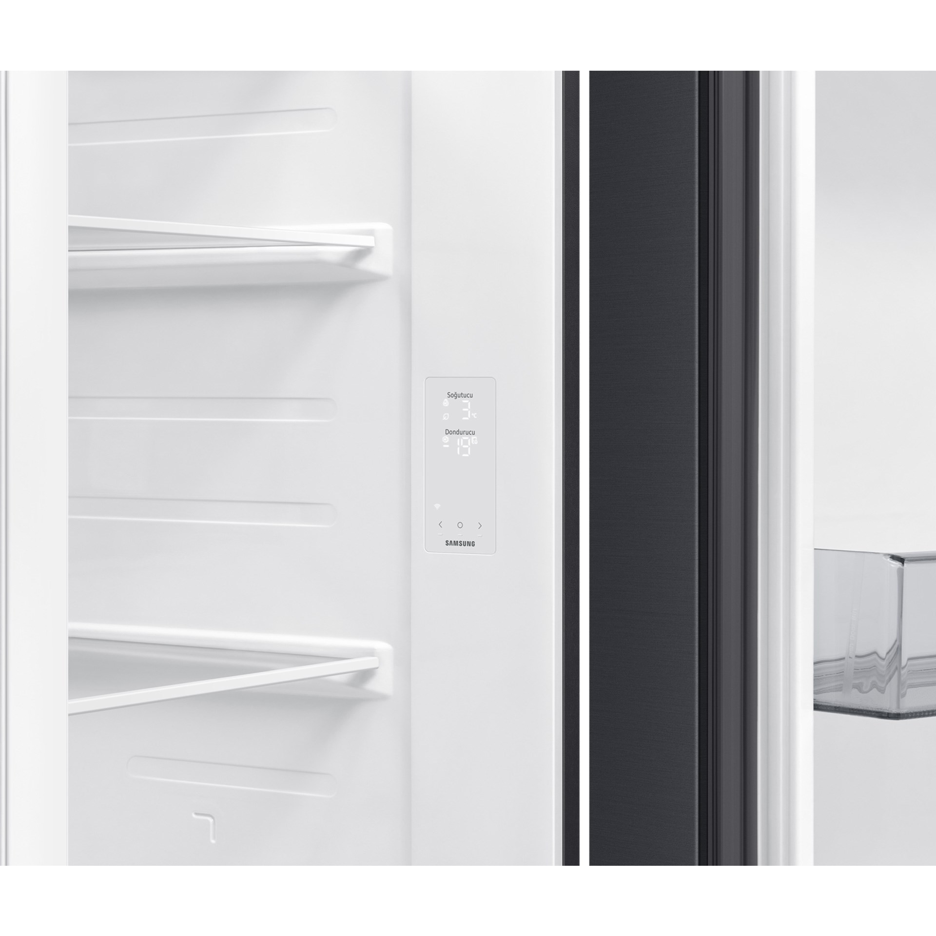 Samsung RS70F65QEFTR NF 656 Lt. E Sınıfı Gardırop Tipi Buzdolabı Siyah