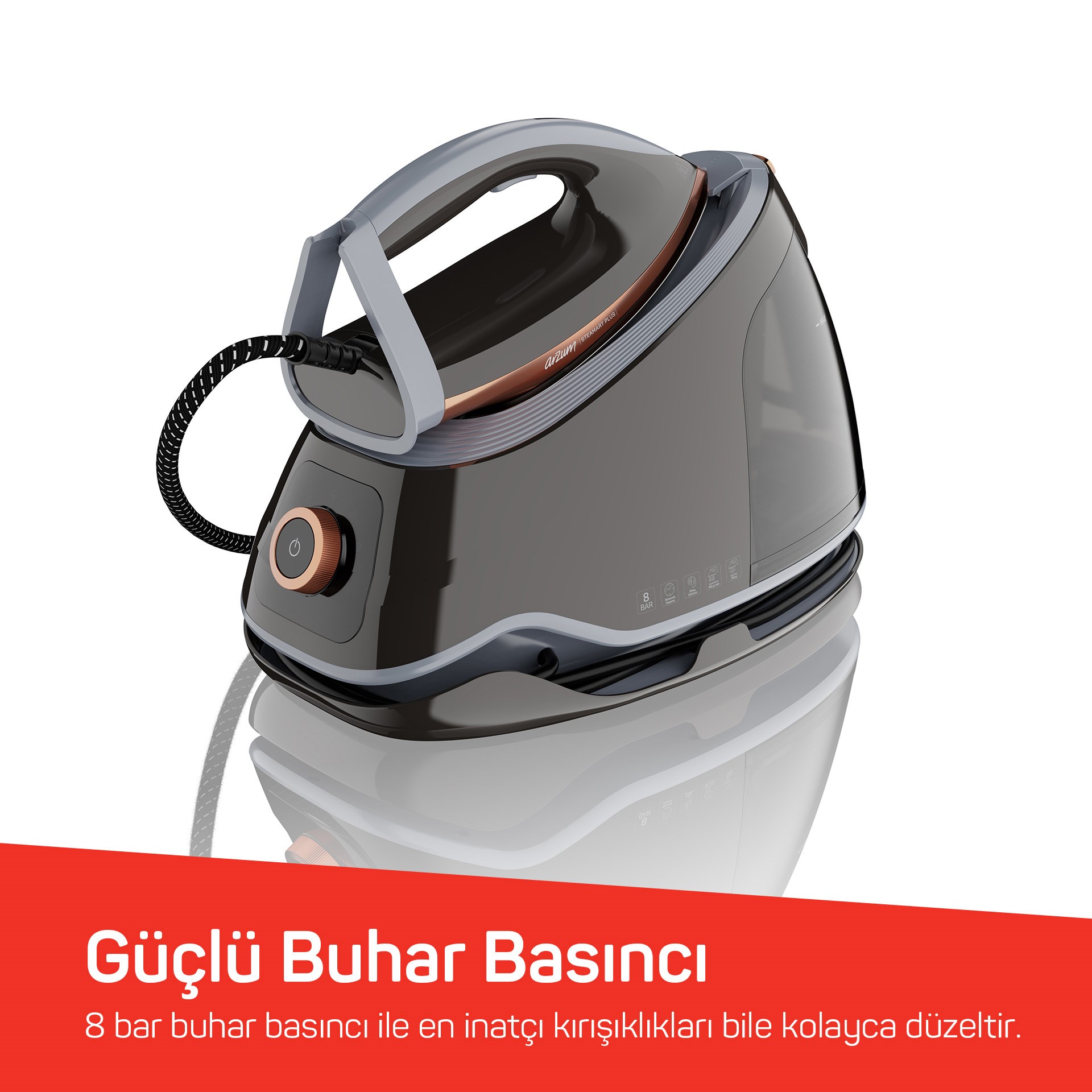 Arzum Steamart Plus Buhar Kazanlı Ütü Gri