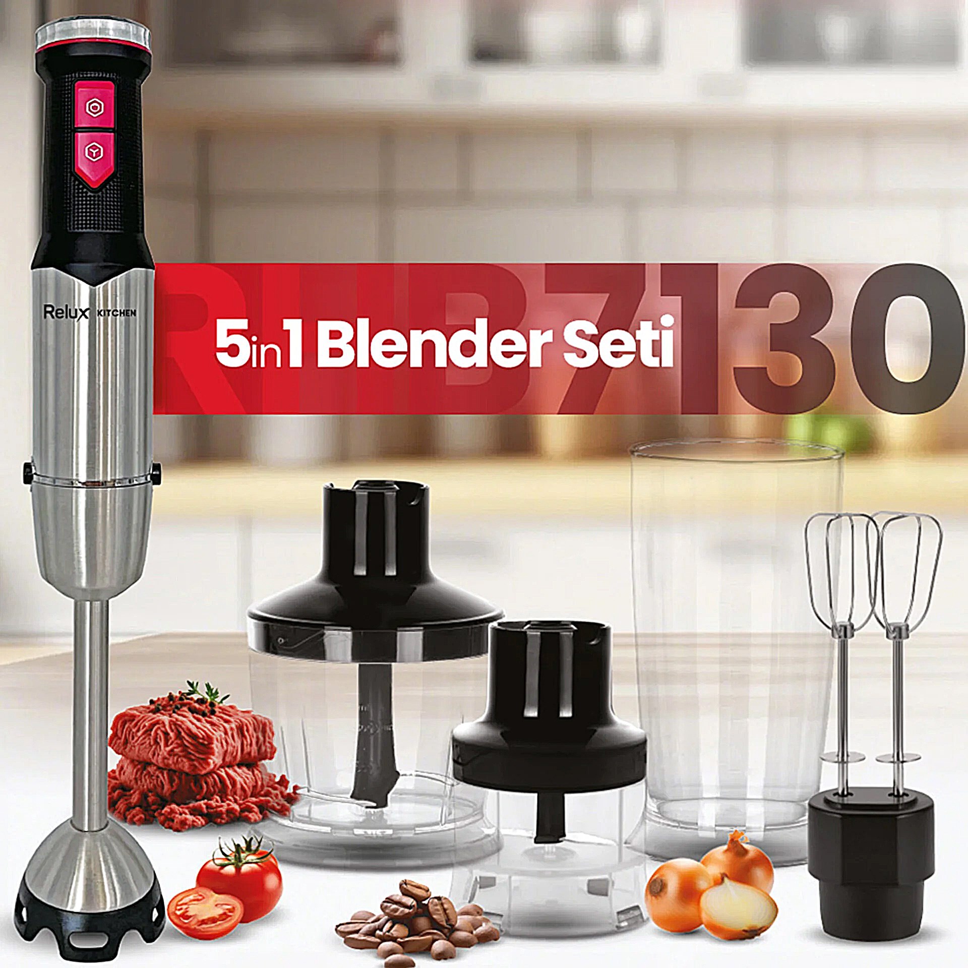 Relux RHB7130 (5IN1) 1300 Watt Blender Seti