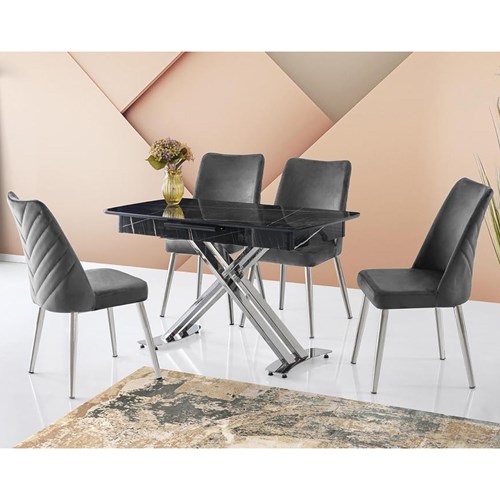 Milano Masa Takımı 120x70 cm Metal Krom