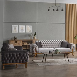 Evkur Collection Havana Koltuk Takımı Füme-Gri (3+3+1+1)