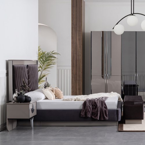 Luxev Prada Bazalı Yatak Odası Takımı Kahverengi