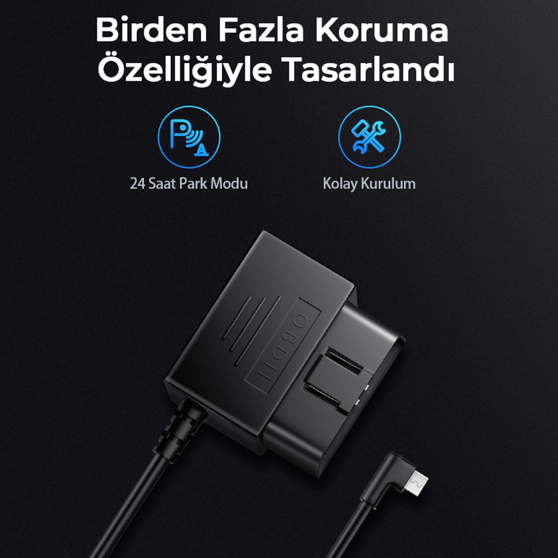 Azdome Obd Hardwire Kit Type-C Giriş Park Modu Destekli Güç Adaptörü
