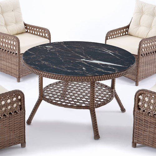 Begonya Oval Yemek Masası 120cm + 4 Adet Sandalye Kahve