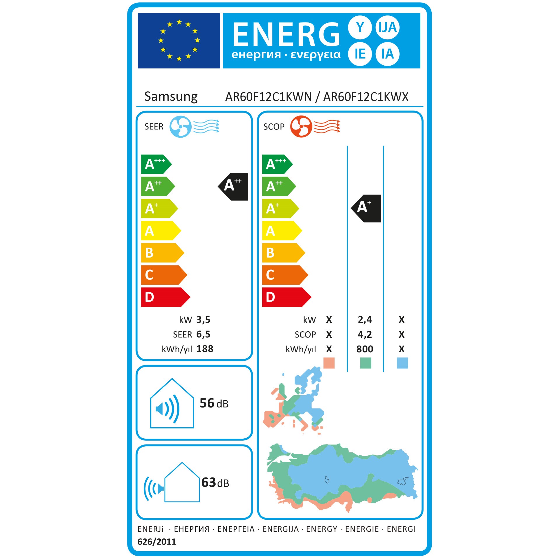 Samsung Windfree AR60F12C1KW/SK 12.000 BTU/h A++ Enerji Sınıfı Klima(Frh1412z4)(F-frame50)