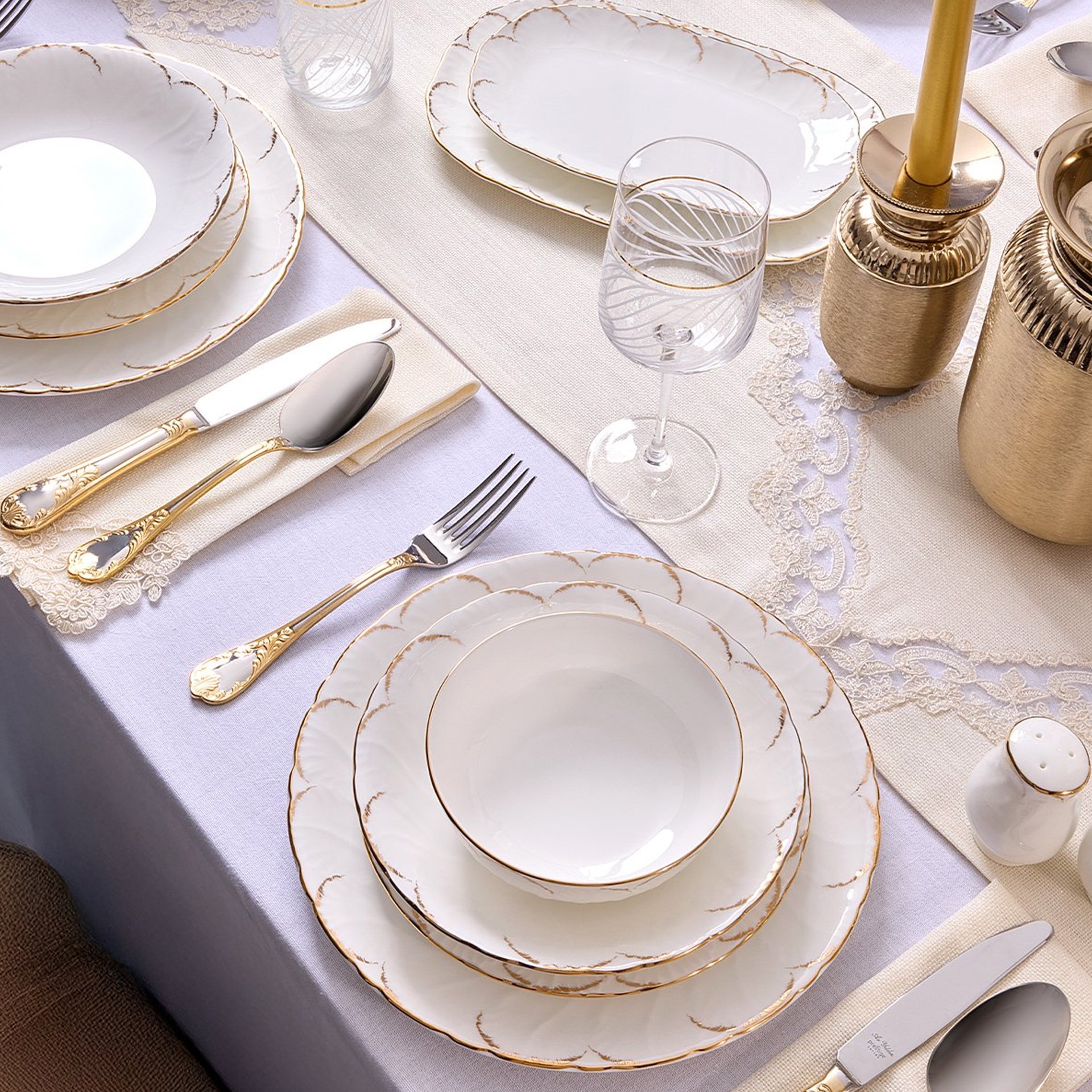 Aryıldız Evaliza Queens Gold 60 Parça Yemek Takımı