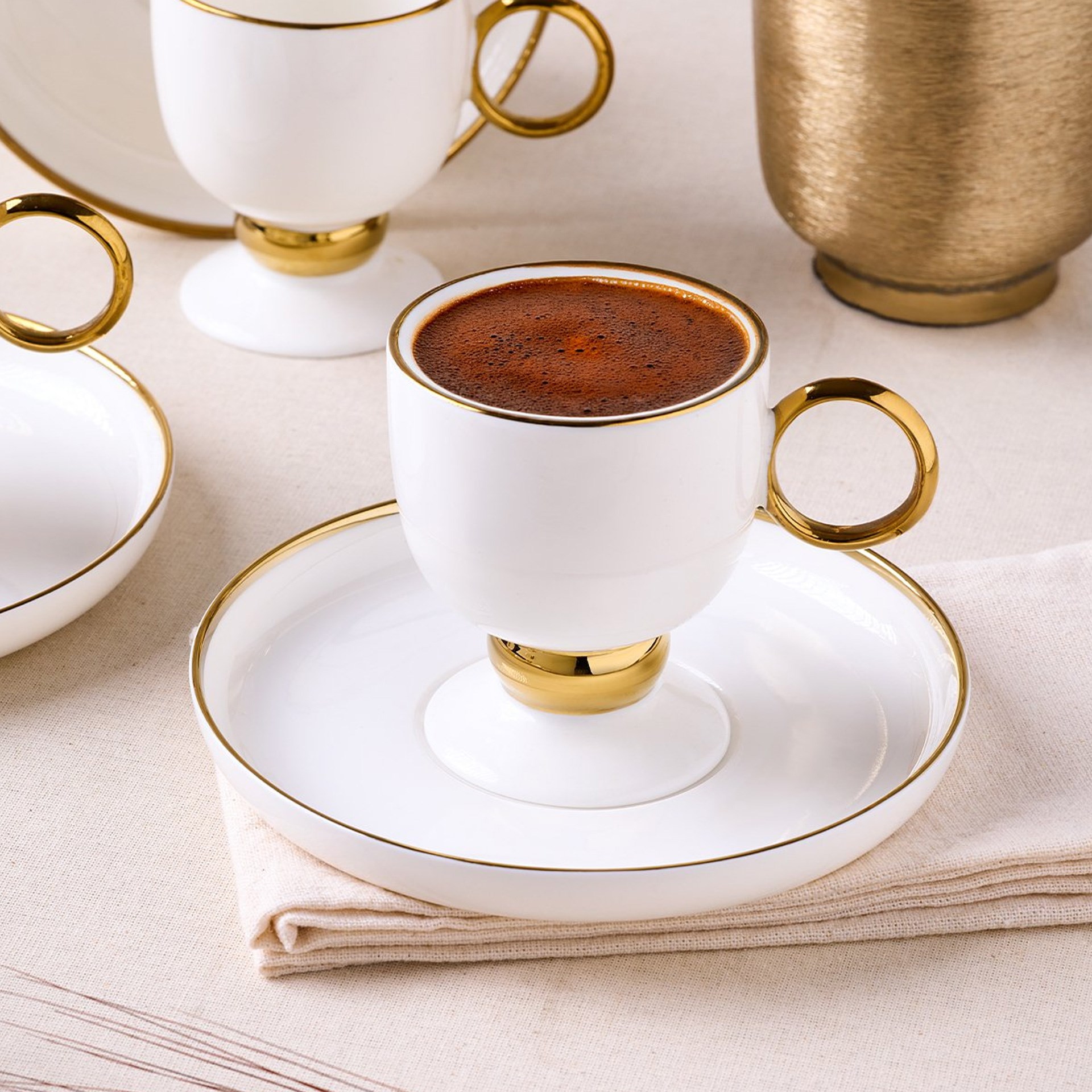 Aryıldız Margaux Gold 6 Kişilik Kahve Fincan Takımı