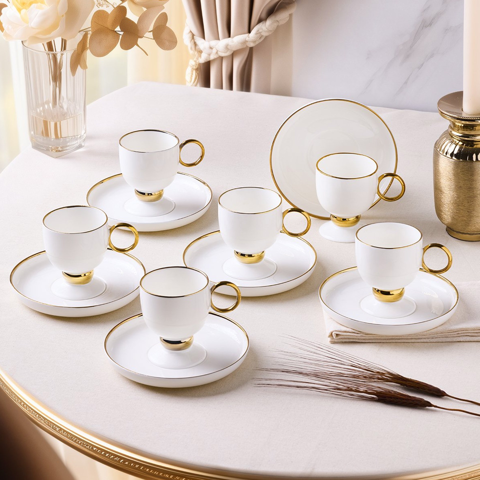 Aryıldız Margaux Gold 6 Kişilik Kahve Fincan Takımı