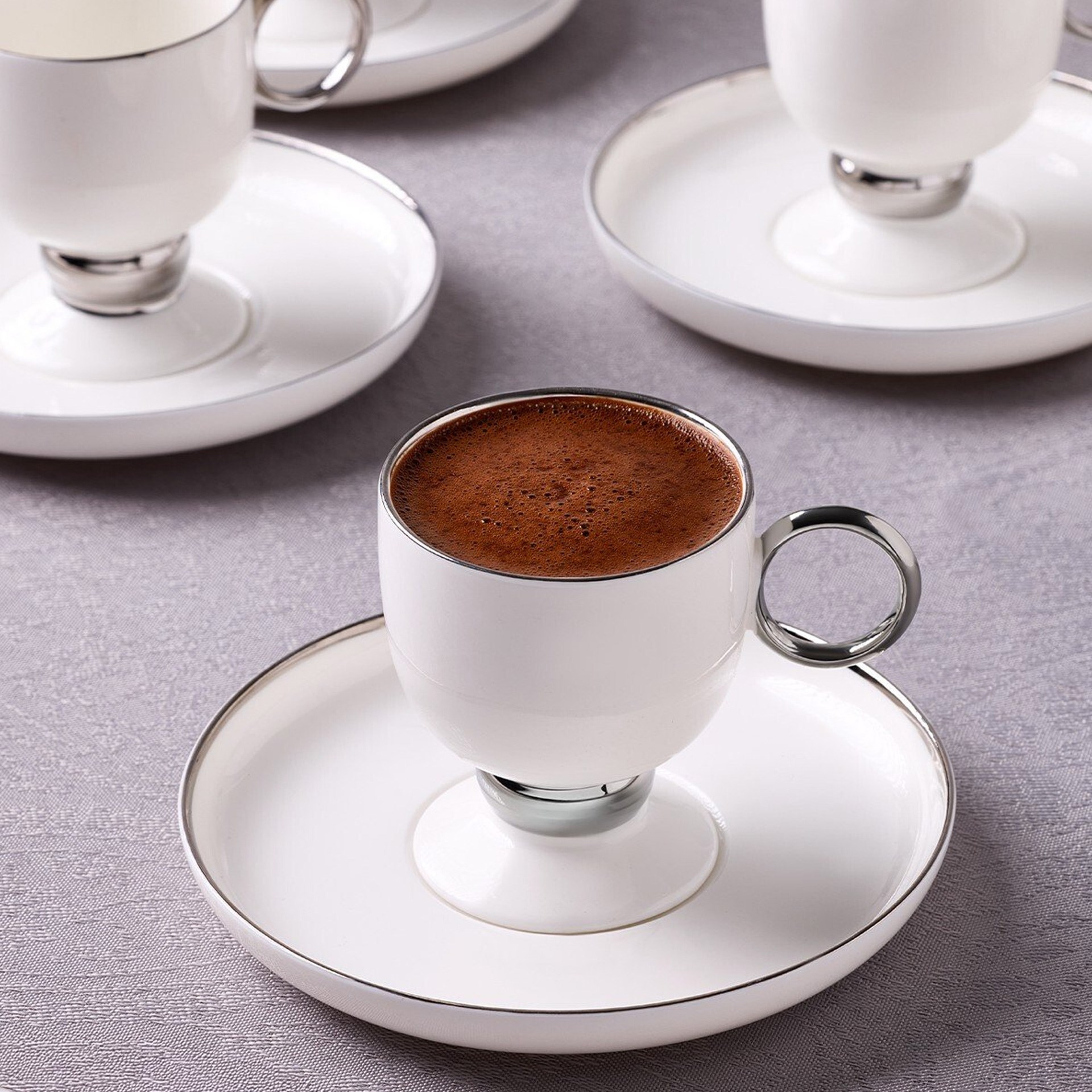 Aryıldız Margaux Platin 6 Kişilik Kahve Fincan Takımı