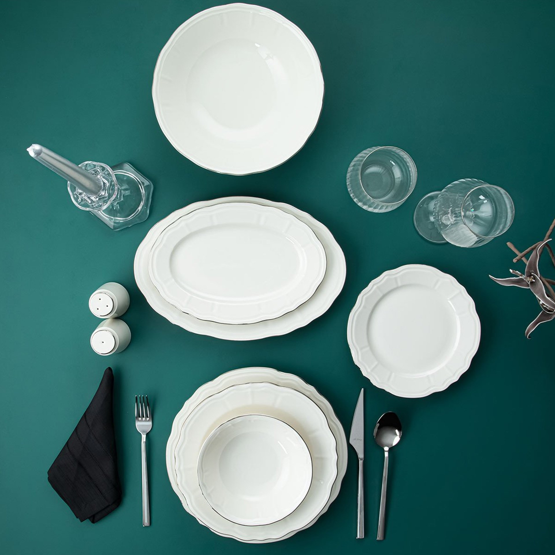 Aryıldız Tiffany Platin 30 Parça 6 Kişilik Yemek Takımı