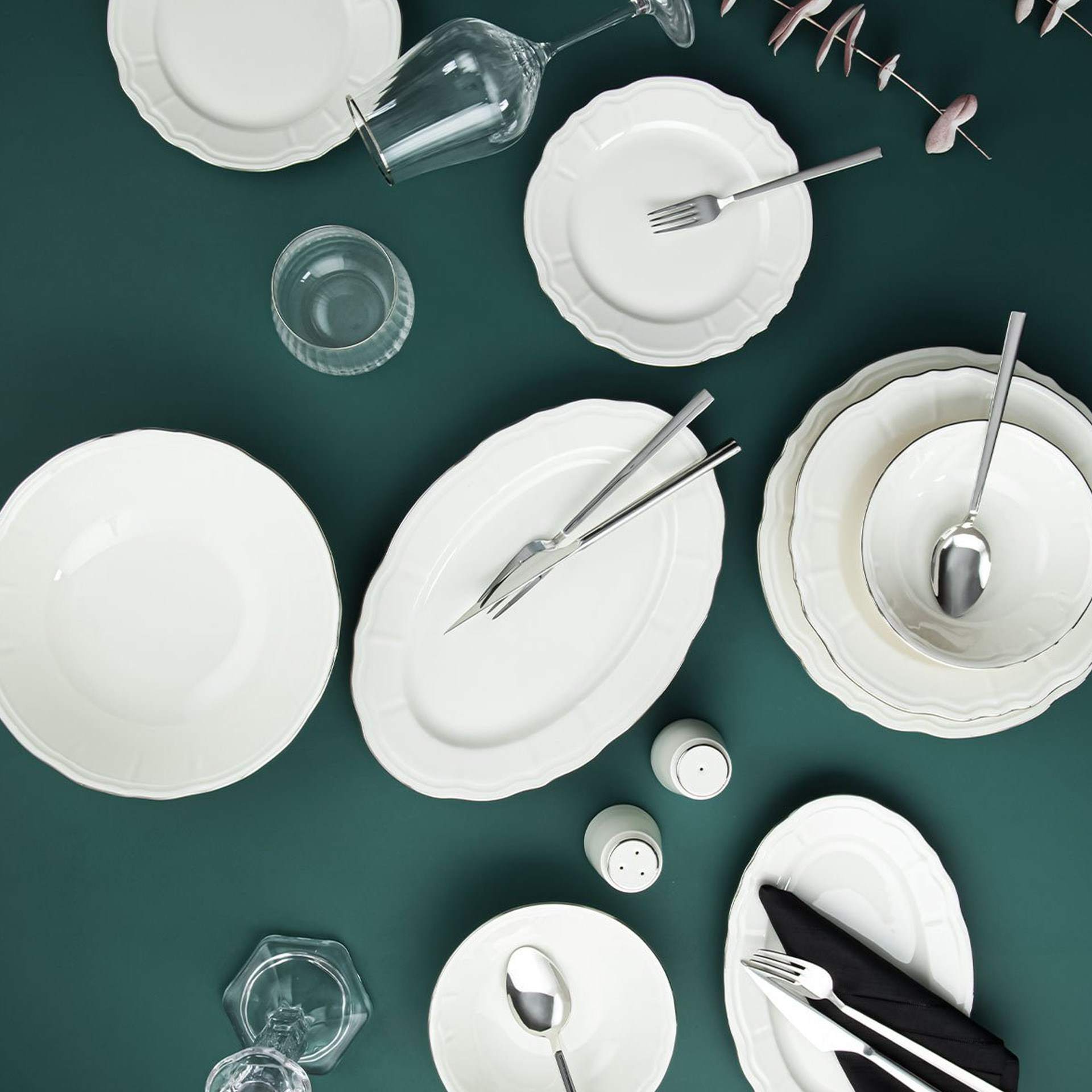 Aryıldız Tiffany Platin 30 Parça 6 Kişilik Yemek Takımı