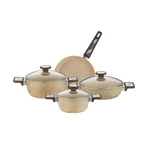 Aryıldız Vortex Cappuccino 7 Parça Granit Set | Evkur