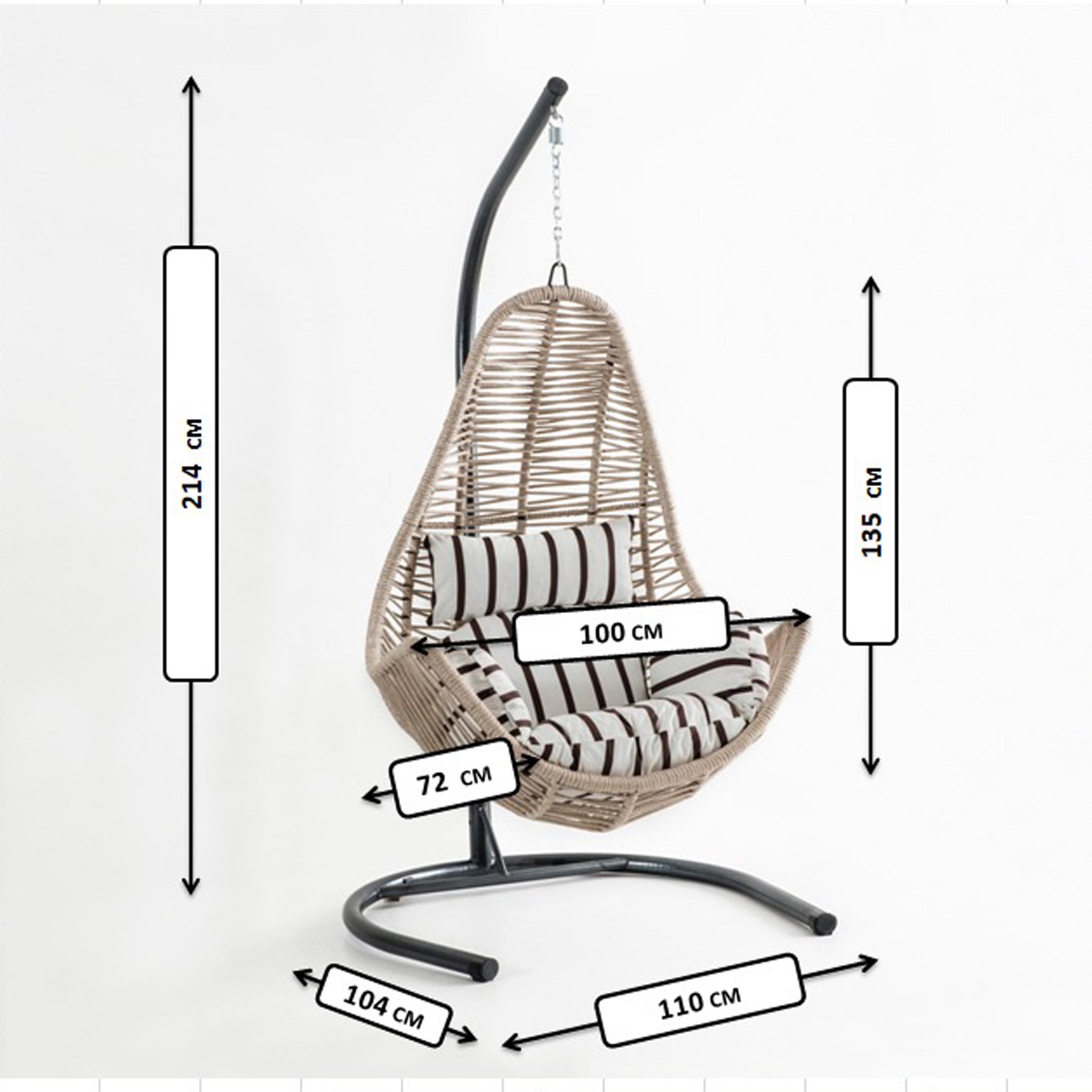 Zen Swing Kahve Rattan Gri Oturumlu Salıncak