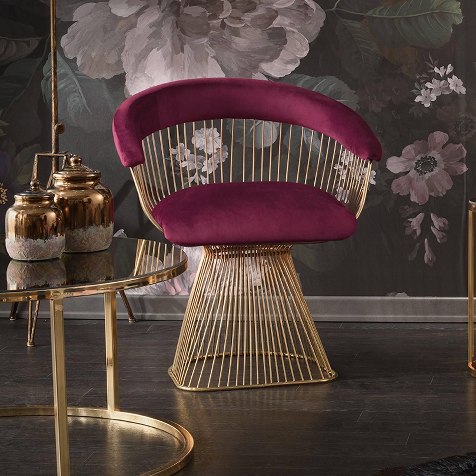 Platner Sandalye BordoGold
