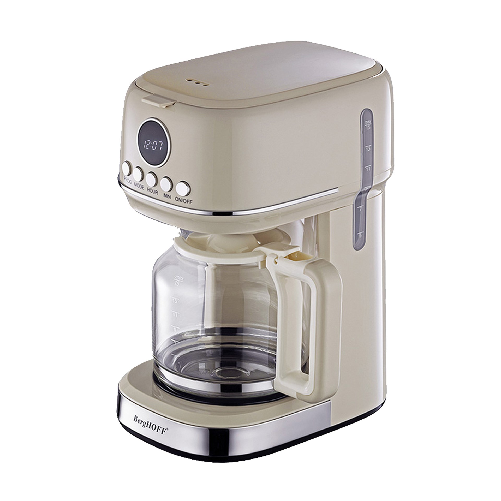BergHoff Gem Retro 15 Bardak Vanilya Krem Rengi Filtre Kahve Makinesi