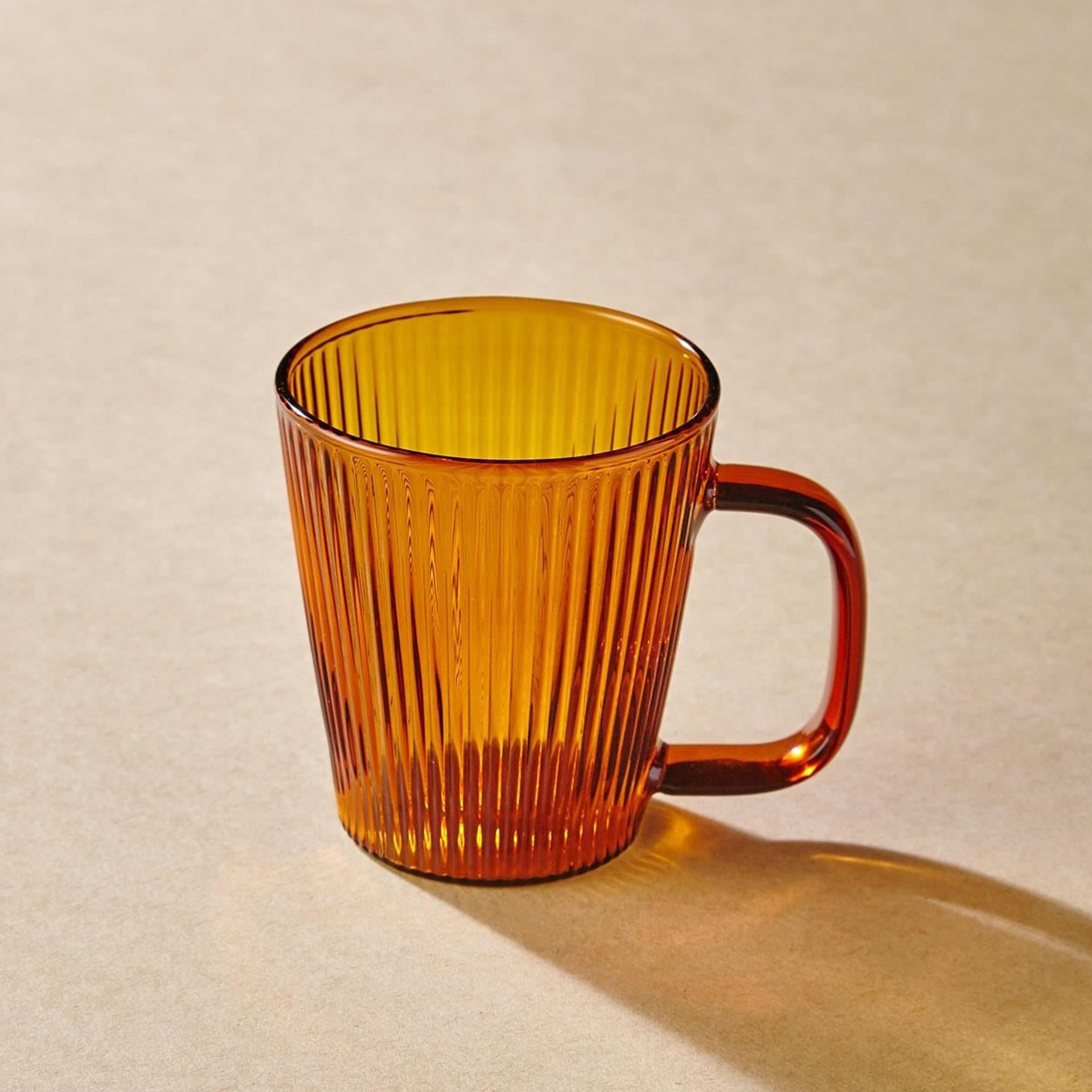The Mia Striped Borosilikat Cam Kupa Amber