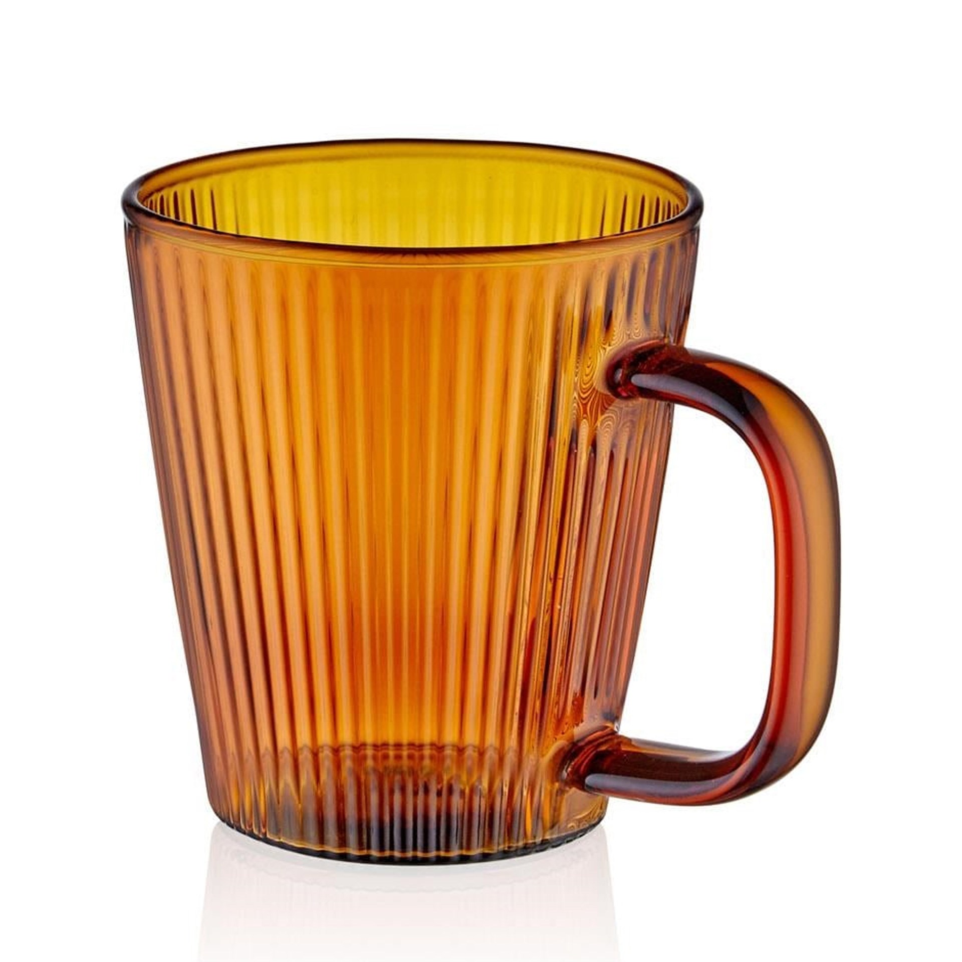 The Mia Striped Borosilikat Cam Kupa Amber
