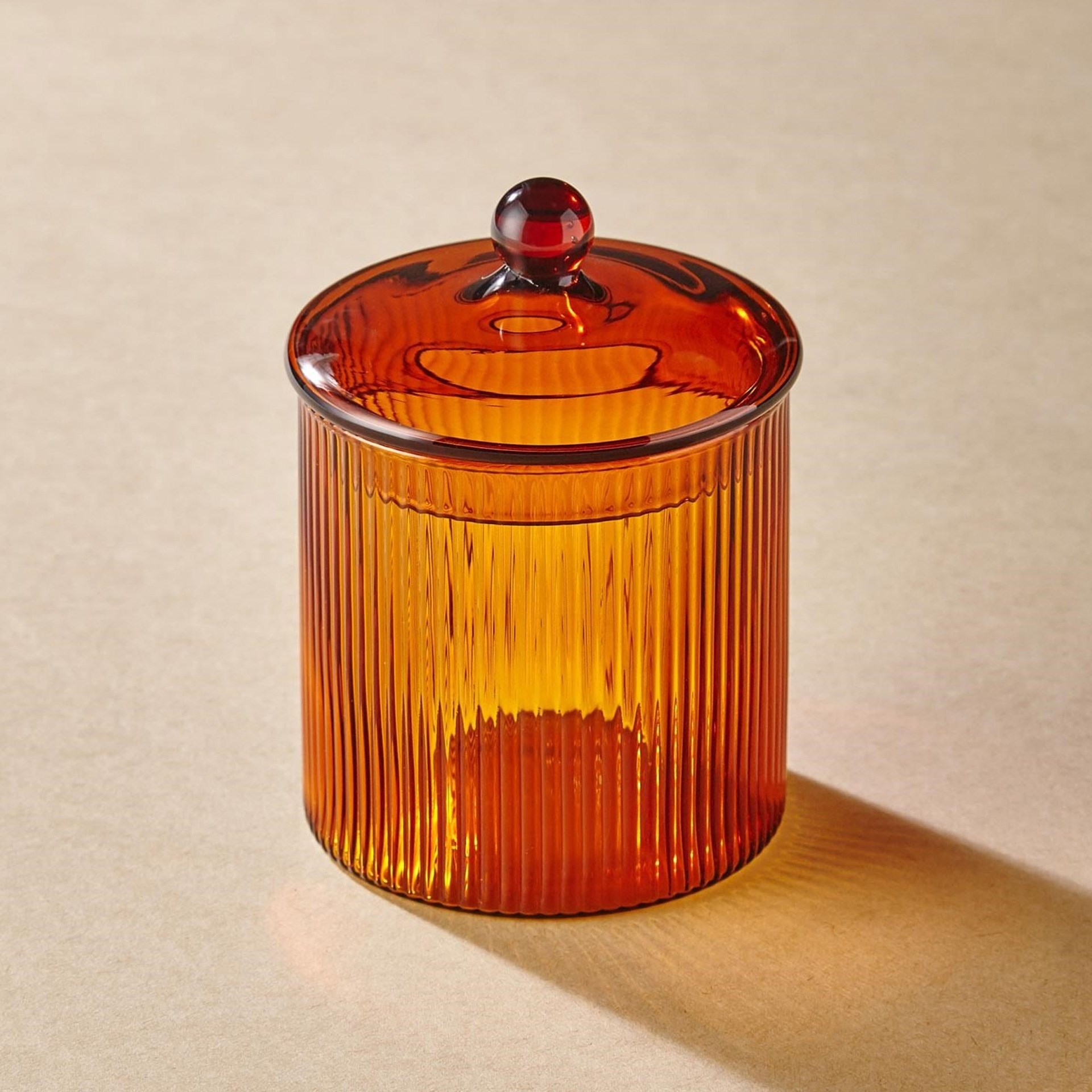 The Mia Striped Borosilikat Cam Şekerlik Amber