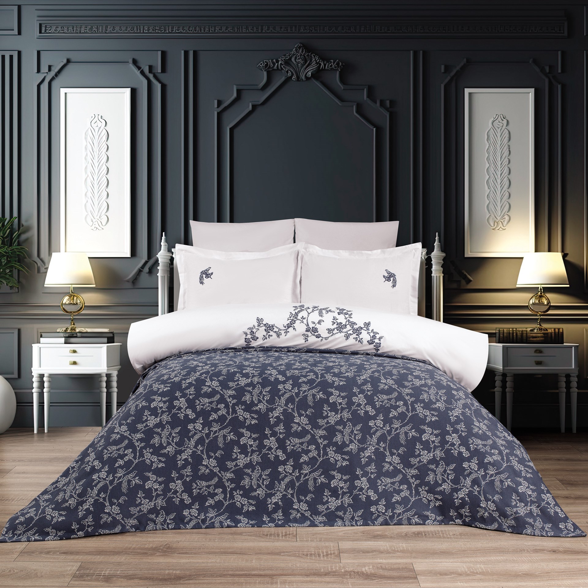 Cotton House Libas Kuşlu 7 Parça Gelin Seti