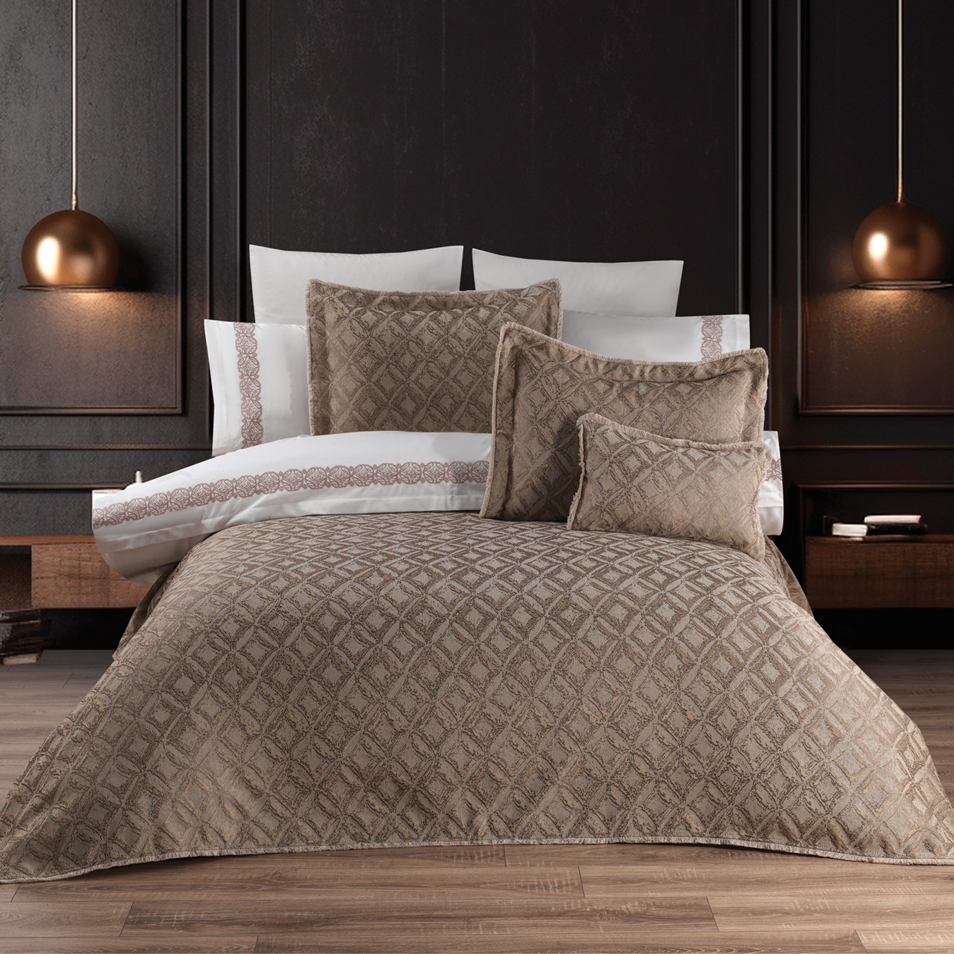Cotton House Mocha Yatak Örtülü Çift Kişilik Nevresim Takımı
