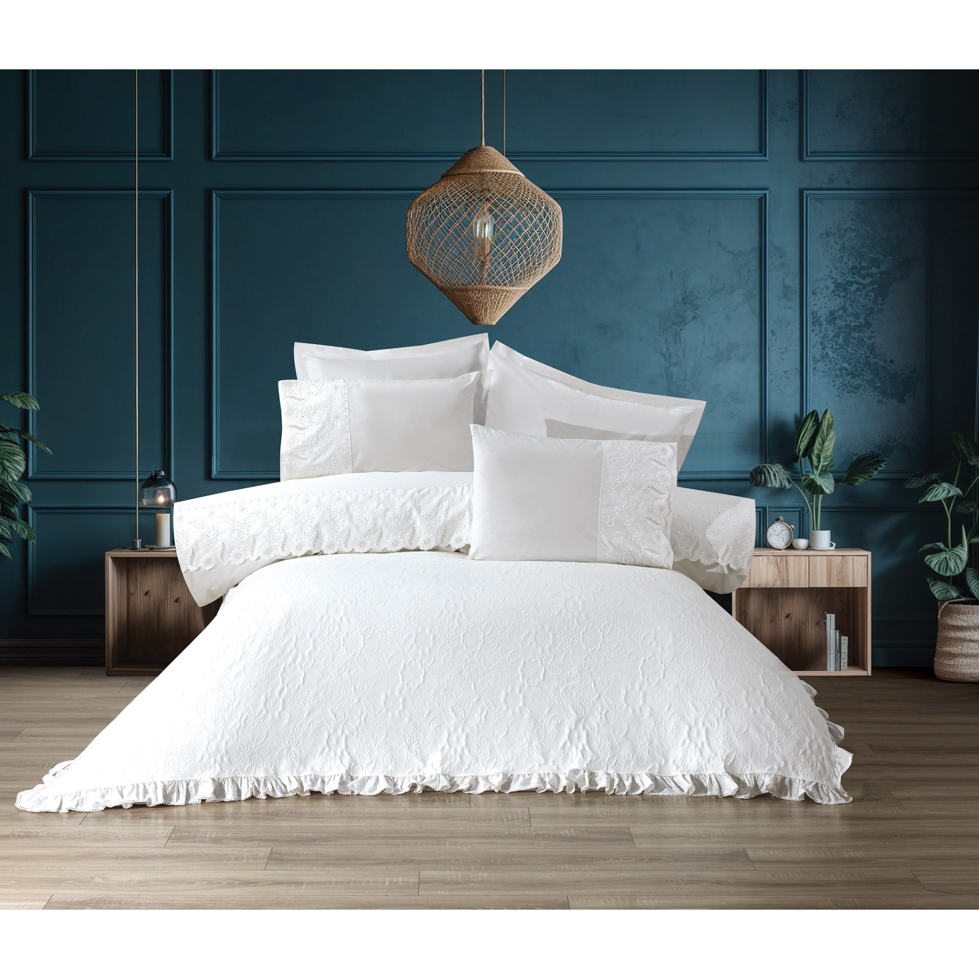 Cotton House Petra Fistolu Yatak Örtülü Çift Kişilik Nevresim Takımı