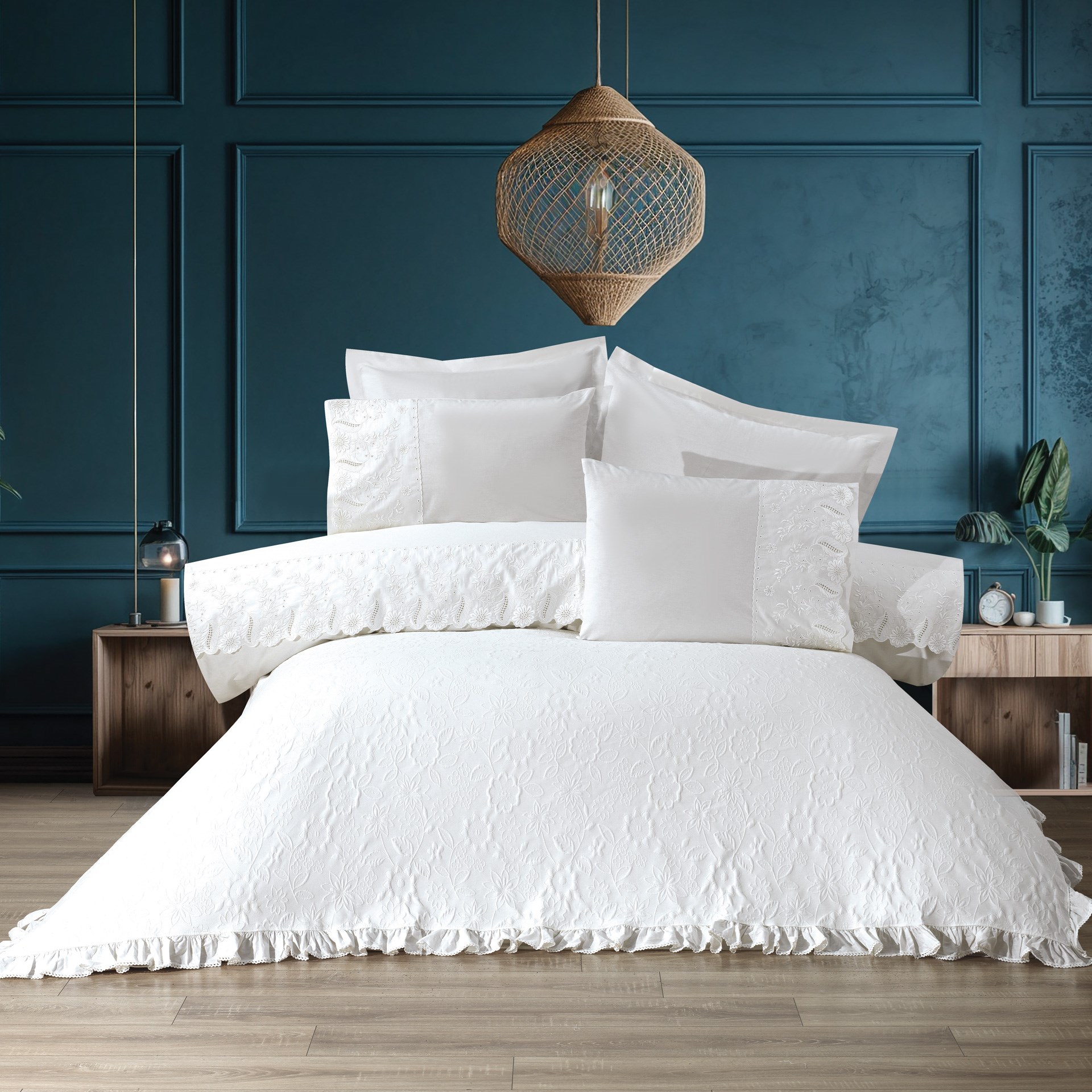 Cotton House Petra Fistolu Yatak Örtülü Çift Kişilik Nevresim Takımı