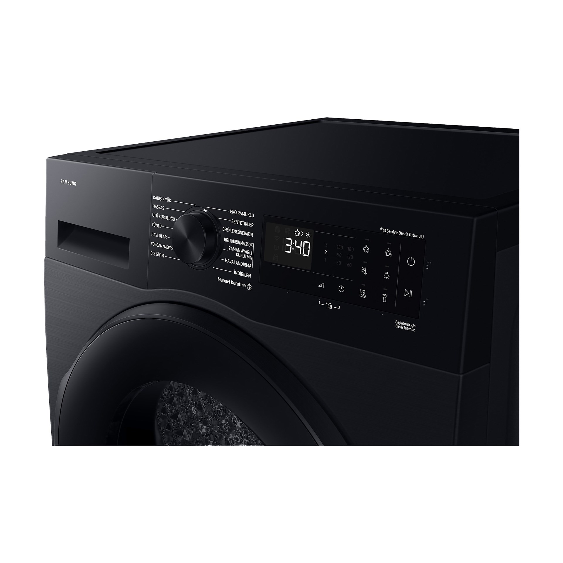 Samsung DV10DG54A0ABAH C Sınıfı 10 Kg Al Wifi Çamaşır Kurutma Makinesi Siyah