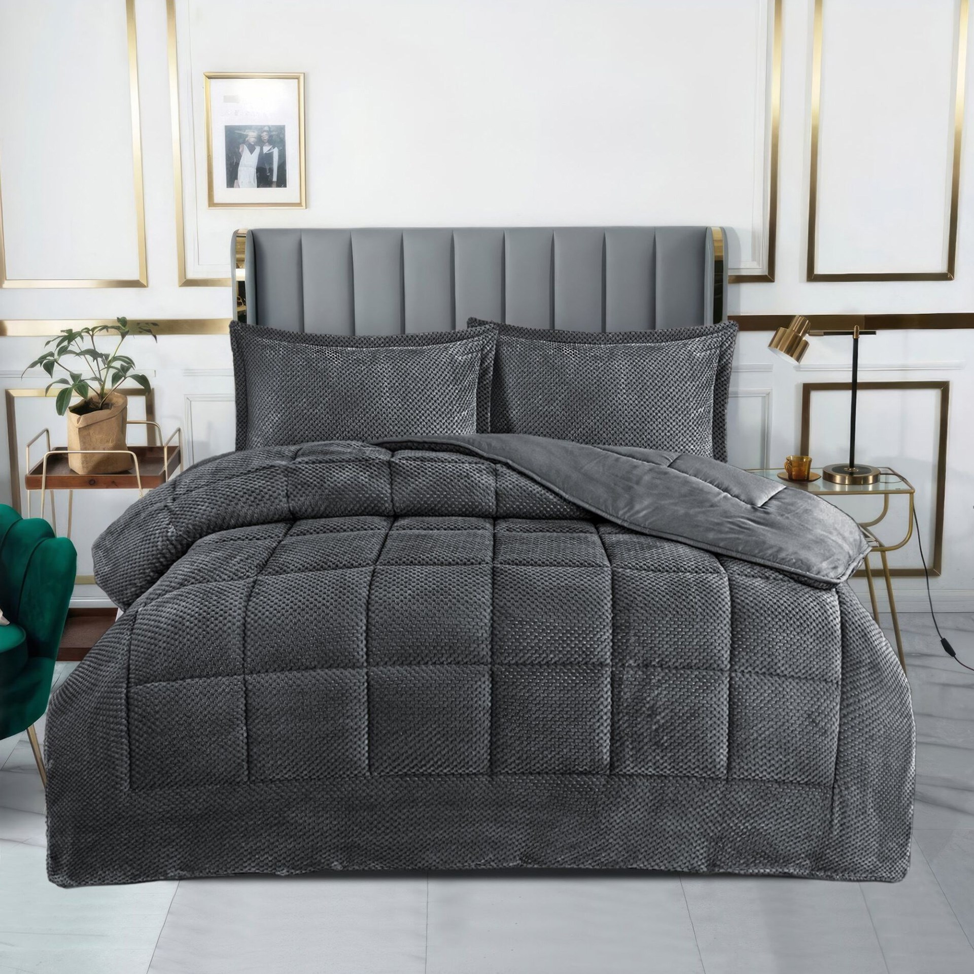 Dainty Home Carmen Çift Kişilik Antrasit Yatak Örtüsü