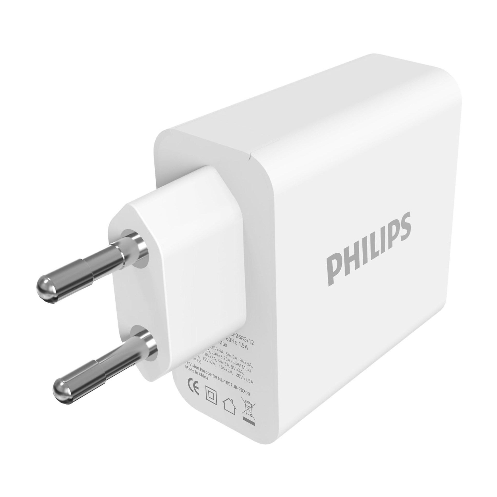 Philips DLP2683 65W 1 USB-A + PD 2x USB-C GaN Beyaz Hızlı Şarj Adaptörü