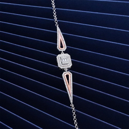 İpek Silver 925 Ayar Gümüş Zirkon Taşlı Baget Bileklik Silver EBO494