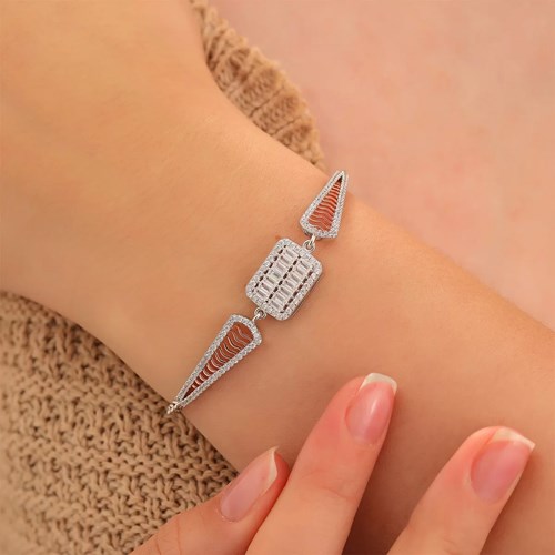 İpek Silver 925 Ayar Zirkon Taşlı Gümüş Bileklik Silver EBO502