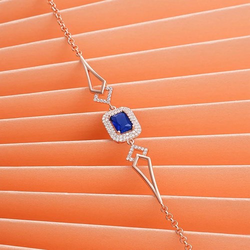 İpek Silver 925 Ayar Zirkon Taşı Süslemeli Gümüş Bileklik Rose EBO542