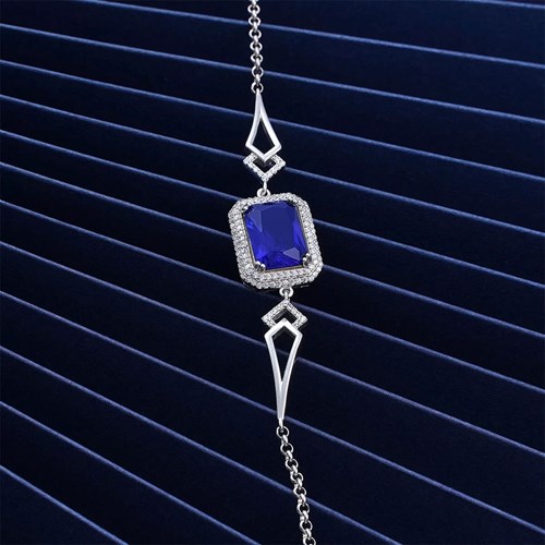İpek Silver 925 Ayar Gümüş Zirkon Taşlı Damla Motifli Bileklik Silver EBO564